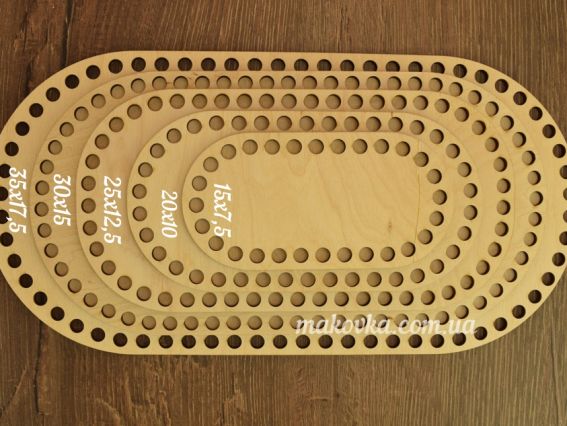 Денце для сумки прямокутне з заокругленням 384/2, фанера, розмір 25х12,5см, Алісена