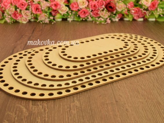 Денце для сумки прямокутне з заокругленням 384/2, фанера, розмір 25х12,5см, Алісена