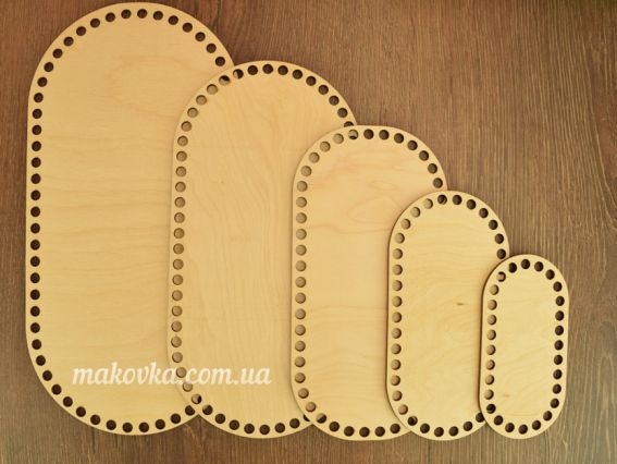 Денце для сумки прямокутне з заокругленням 384/2, фанера, розмір 25х12,5см, Алісена