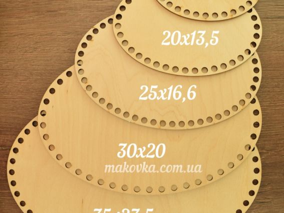 Донышко для корзины овальное №383/1, фанера, размер 30х20см, 1 шт, Алисена