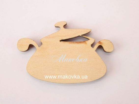 Заготовка фигурка плоская №337-1 Кастрюлька маленькая, фанера 5х3 см, 1 шт