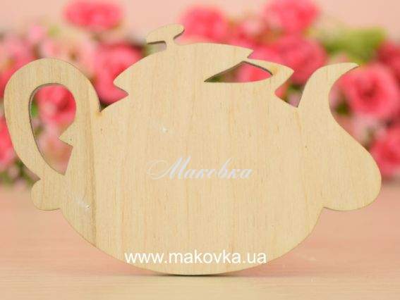 Заготовка фигурка плоская №338 Чайник, фанера 10х7 см, 1 шт Заготовка фигурка плоская №338 Чайник, фанера 10х7 см, 1 шт