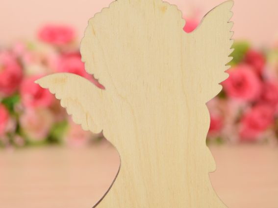 Заготовка фигурка плоская №418 Ангел, фанера 7,5х10 см, 1 шт