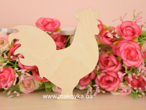 Заготовка фигурка плоская №649 Петух обычный большой, фанера 10х10 см, 1 шт Заготовка фигурка плоская №649 Петух обычный большой, фанера 10х10 см, 1 шт