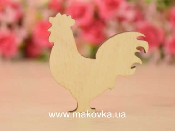 Заготовка фигурка плоская №649-2 Петух обычный, фанера 5х5 см, 1 шт Заготовка фигурка плоская №649-2 Петух обычный, фанера 5х5 см, 1 шт