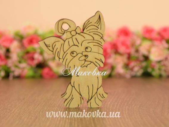 Заготовка фигурка плоская №785 Собака йорик фанера, 8х6 см,  1 шт Заготовка фигурка плоская №785 Собака йорик фанера, 8х6 см,  1 шт