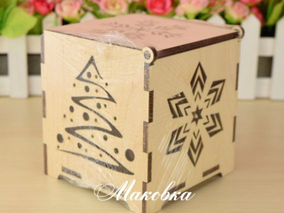 Заготовка Коробка для ялинкової іграшки №1025, фанера, розмір 10х10х10 см