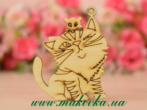 Заготовка фигурка плоская №637-2, Кот , фанера 4х5 см, 1 шт Заготовка фигурка плоская №637-2, Кот , фанера 4х5 см, 1 шт