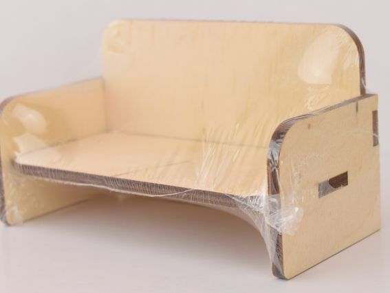 Заготовка лялькова Диван маленький №1073, фанера, розмір 11х5,5х6 см