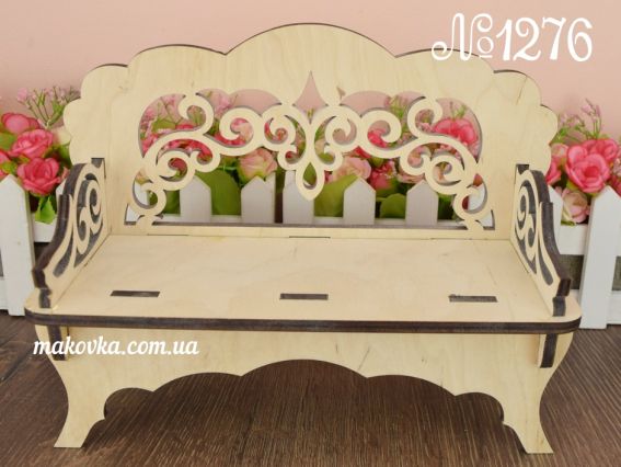 Диван большой №1276 резной , из фанеры , 23х11х18 см Диван большой №1276 резной , из фанеры , 23х11х18 см