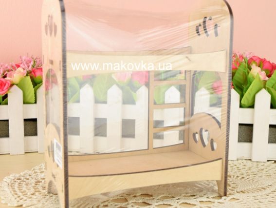 Лялькове Двоярусне ліжко №1107, фанера, 15,5х8х19 см, Лялькове Двоярусне ліжко №1107, фанера, 15,5х8х19 см,