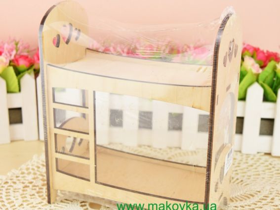 Заготовка Лялькове Двоярусне ліжко №1107, фанера, розмір 15,5х8х19 см
