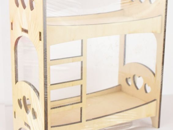 Заготовка Лялькове Двоярусне ліжко №1107, фанера, розмір 15,5х8х19 см