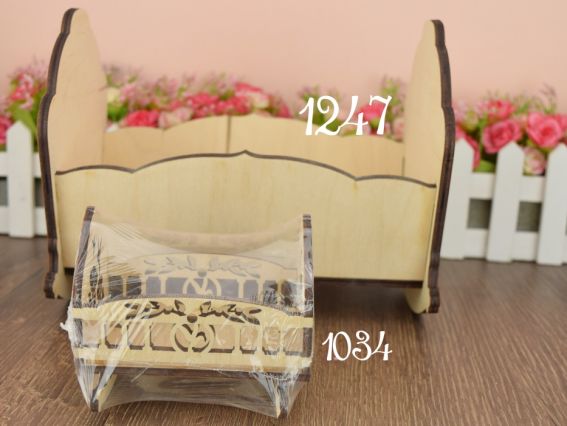 Заготівля Лялькова Ліжко-гойдалка велике різьблене, фанера 6мм, 21х15х17 см, №1247