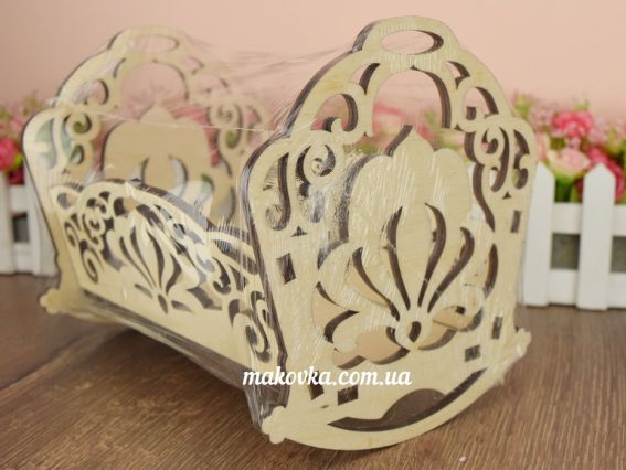 Заготівля Лялькова Ліжко-гойдалка велике різьблене, фанера 6мм, 21х15х17 см, №1247