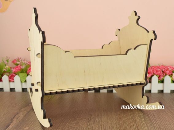 Кровать-качалка большая №1248/2 сплошная, фанера , 22х23х22 см Кровать-качалка большая №1248/2 сплошная, фанера , 22х23х22 см