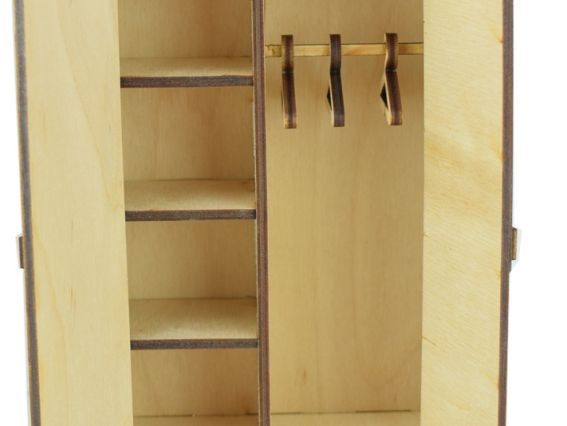 Шкаф с плечиками №1169, фанера, 12х6,5х20 см Шкаф с плечиками №1169, фанера, 12х6,5х20 см