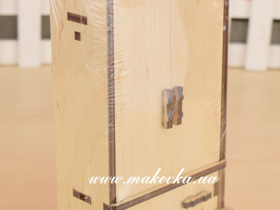 Заготовка лялькова Шафа двох-дверна для одягу №1191, фанера 10х5х16 см