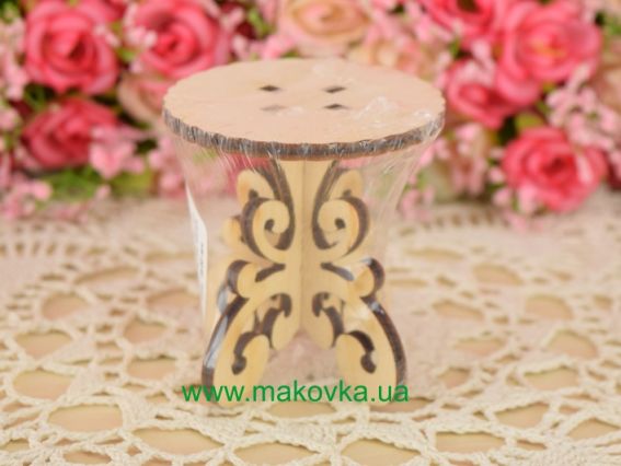 Заготовка кукольный Столик круглый фигурный №1058, фанера, размер 6х6,5см
