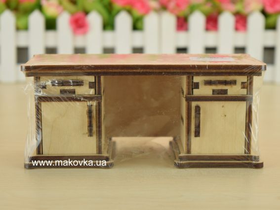 Заготовка для декорування ляльковий Стіл двотумбовий №1193, фанера, розмір 16х7х7см