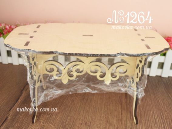 Стол резной большой №1264, из фанеры 6 мм, размер 30х16х17 см, Стол резной большой №1264, из фанеры 6 мм, размер 30х16х17 см,