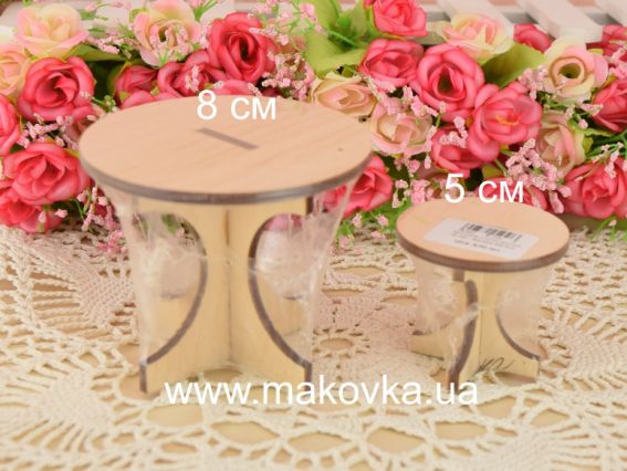 Заготовка лялькова Столик круглий маленький №1081, фанера, розмір 5х4,5 см