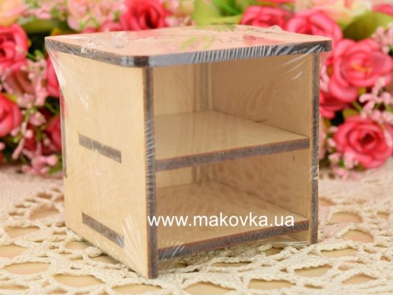 Заготовка лялькова Приліжкова тумбочка №1072, фанера, розмір 7,5х7х7 см