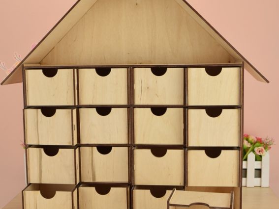 Органайзер Будиночок №1120, 16 скриньок, фанера 50х11х52 см, заготовка 