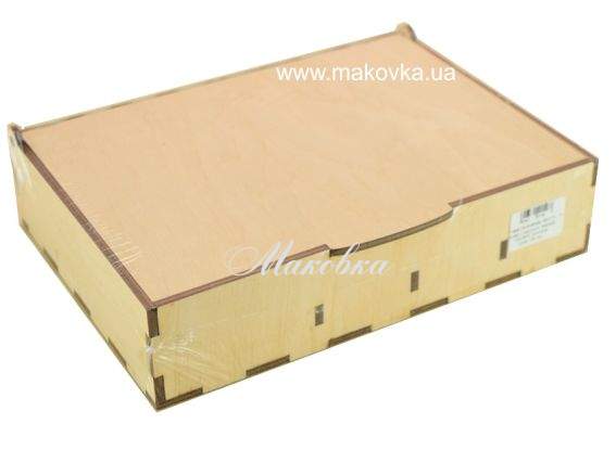 Шкатулка-органайзер на 10 ячеек, с крышкой №1215, из фанеры, 22х16х5 см