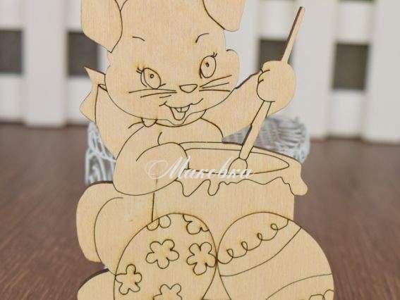 Заготовка фигурка плоская №797 Пасхальная - кролик готовит паску, 1 шт