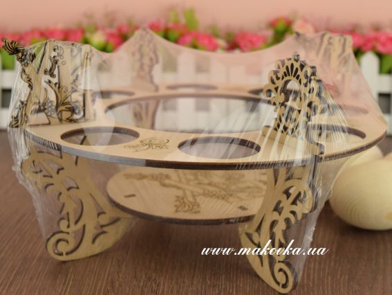 Заготовка великодня Підставка на 8 яєць і паску №1063, кругла двоярусне, з фанери