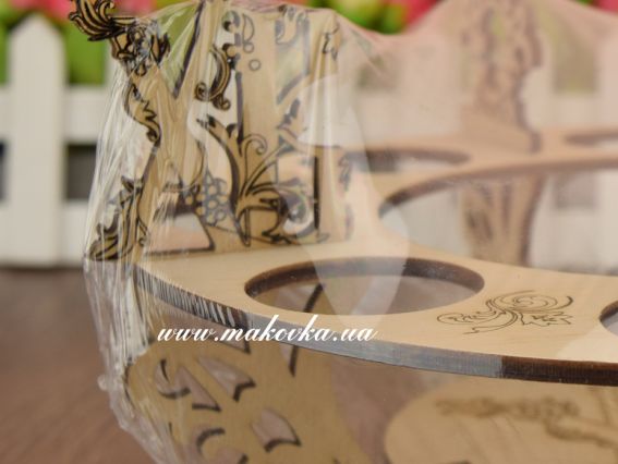 Заготовка великодня Підставка на 8 яєць і паску №1063, кругла двоярусне, з фанери