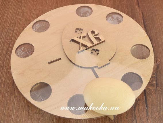 Подставка на 8 яиц №1064, круглая с плоским яйцом сверху , из фанеры Подставка на 8 яиц №1064, круглая с плоским яйцом сверху , из фанеры