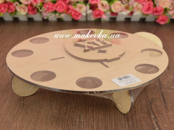 Заготовка пасхальная Подставка на 8 яиц №1064, круглая с плоским яйцом сверху , из фанеры