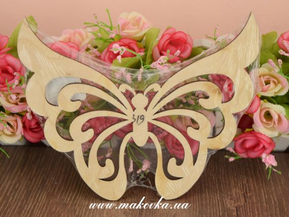 Заготовка фигурка плоская №319 Бабочка ажурная, 15х13 см, фанера, 1 шт Заготовка фигурка плоская №319 Бабочка ажурная, 15х13 см, фанера, 1 шт