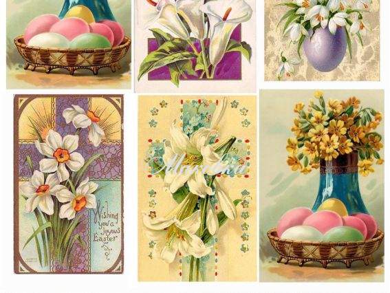 Декупажная карта Пасхальные цветы, 21х29 см, ЭкоАрт V012