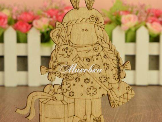 3-054 Кукла Ксюша, заготовка на подставке  для росписи, фанера, 15х11 см, Идейка 3-054 Кукла Ксюша, заготовка на подставке  для росписи, фанера, 15х11 см, Идейка