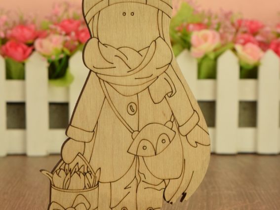 3-067 Кукла Полина, заготовка на подставке  для росписи, фанера, 15х9 см, Идейка 3-067 Кукла Полина, заготовка на подставке  для росписи, фанера, 15х9 см, Идейка