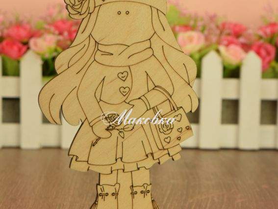 3-069 Кукла Розали, заготовка на подставке  для росписи, фанера, 15х9 см, Идейка 3-069 Кукла Розали, заготовка на подставке  для росписи, фанера, 15х9 см, Идейка