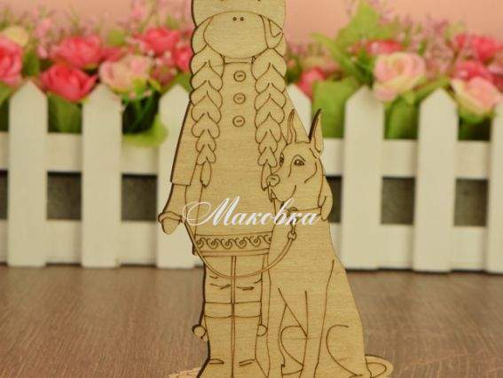 3-073 Кукла Алина, заготовка на подставке  для росписи, фанера, 15х9 см, Идейка 3-073 Кукла Алина, заготовка на подставке  для росписи, фанера, 15х9 см, Идейка