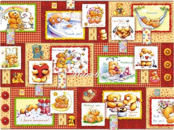 Декупажная карта Мишки Тедди, 40х30см, Art