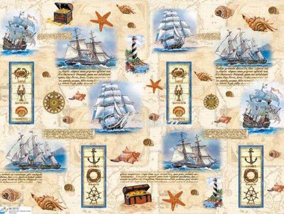 Декупажная карта Морские мотивы, 40х30см, Art Декупажная карта Морские мотивы, 40х30см, Art