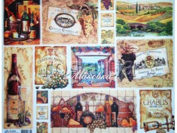 Декупажная карта Вино, 40х30см, Art