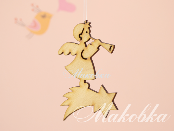Заготовка для декора Ангел с дудочкой на звезде Заготовка для декора Ангел с дудочкой на звезде