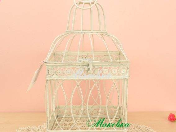 Клетка для декора, большая, металлическая состаренная, КВАДРАТНАЯ, LS13A6011ORC (Польша)