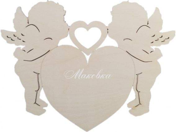 Заготовка для декора Ангелы и Сердце, Кабу (ВЗСА1-198) 150х198 мм, фанера Заготовка для декора Ангелы и Сердце, Кабу (ВЗСА1-198) 150х198 мм, фанера