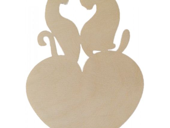 Заготовка для декора Кошечки на Сердце, Кабу (ВЗСК1-200) Заготовка для декора Кошечки на Сердце, Кабу (ВЗСК1-200)