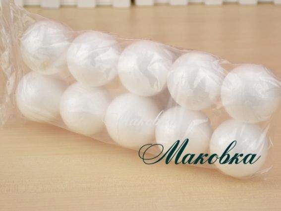 Набор шаров из пенопласта 4 см, 10 шт/уп Набор шаров из пенопласта 4 см, 10 шт/уп