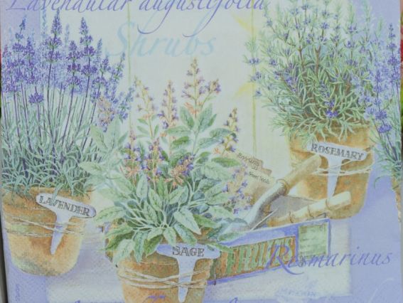 Декупажная салфетка №105 лаванда в горшочках, 1 шт Декупажная салфетка №105 лаванда в горшочках, 1 шт