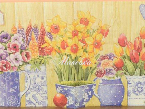 Декупажна серветка №118 Панно Квіти-2, 17,5г/м2, 1 шт Декупажна серветка №118 Панно Квіти-2, 17,5г/м2, 1 шт